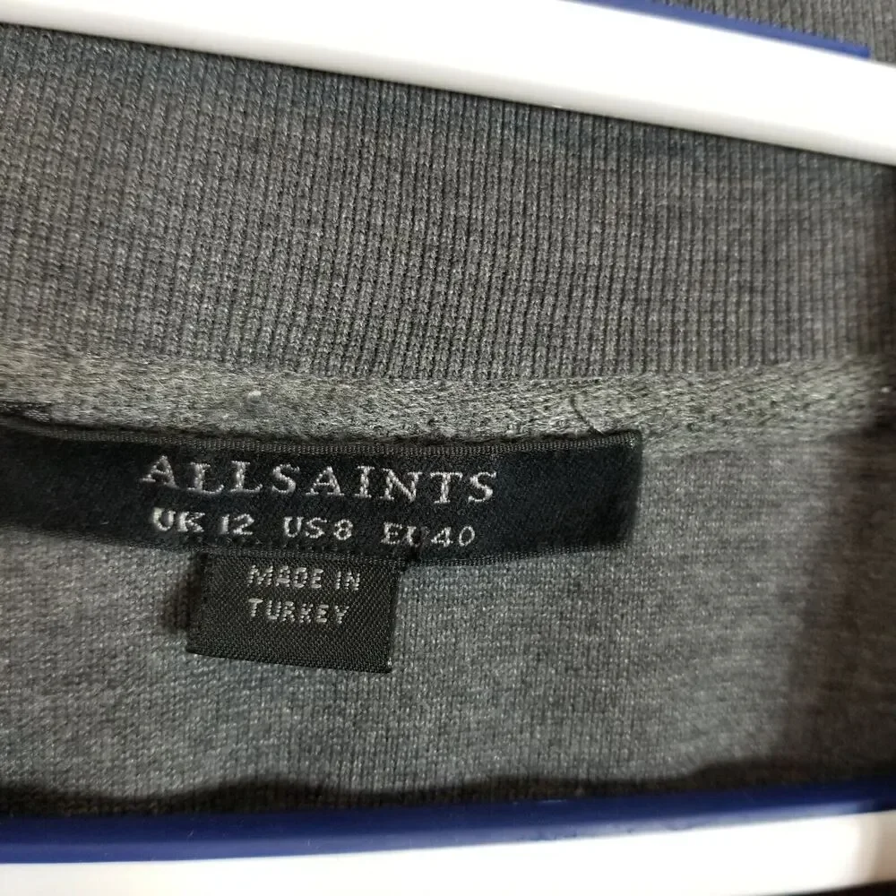 All Saints Womens‎ Gina Drape Jacket Sz 8 Grey Marl Soft Jersey Designer Open